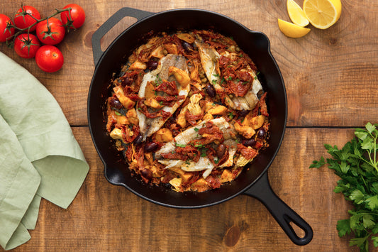 Sea Bass with Artichokes and Sun-Dried Tomatoes