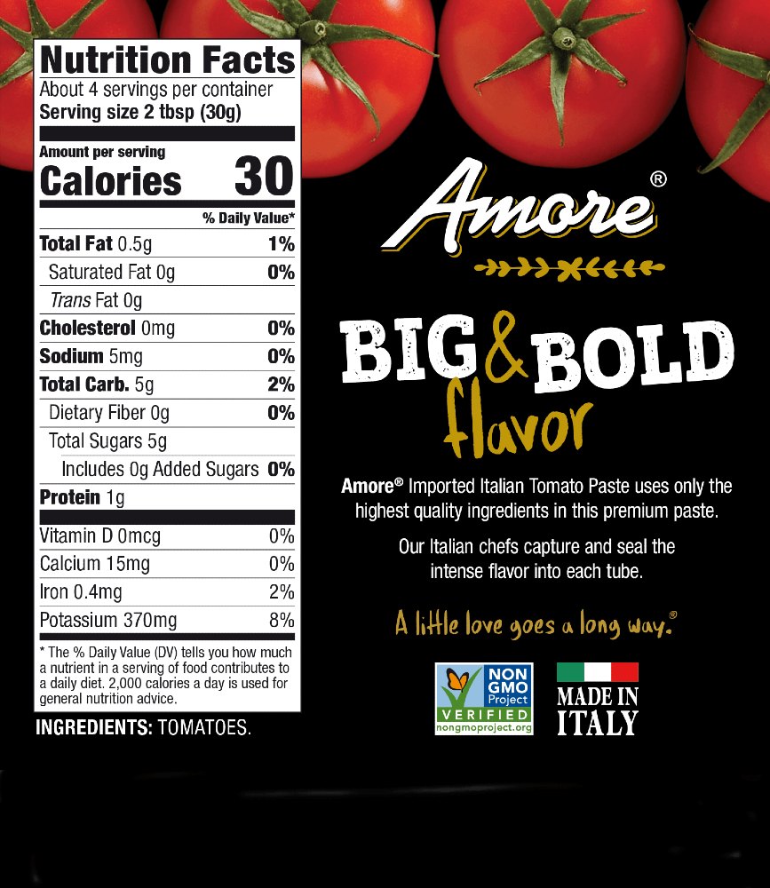 Italian Tomato Paste Info 4.5 oz | Amore Brand